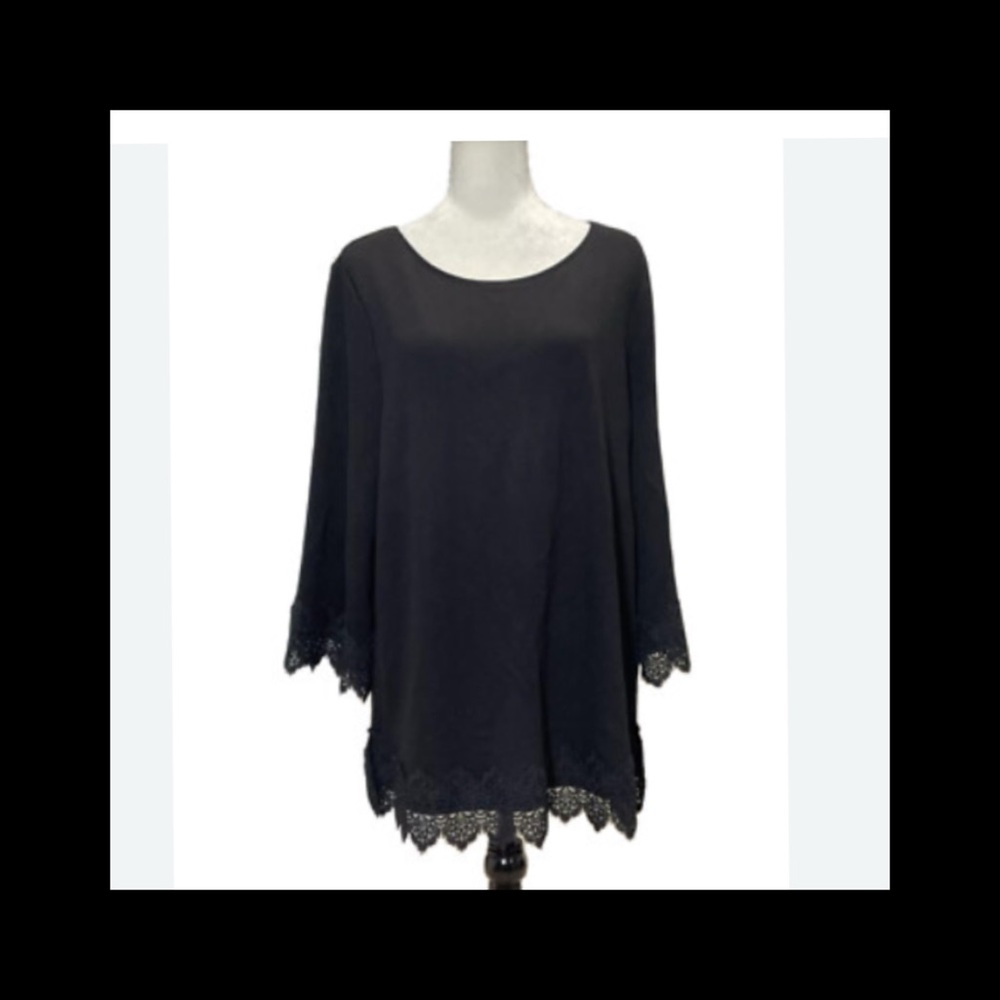 Elegant Black Lace Trim Women's Top.26
